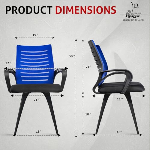 Image of ROSE Elite | 3 Years Brand Warranty | Ergonomic Office Chair, Study, WFH, Revolving, Rolling, Desk, Task, Laptop, Student Chair (Blue, Elite MB Reception)