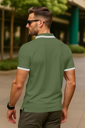 Image of Dagcros Classic Men's Polo T-Shirt with White Trim, Short Sleeve for Mens