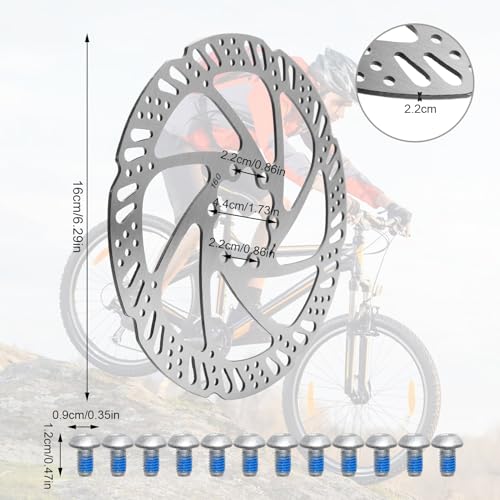 2 Stück Scheibenbremse Fahrrad Bremsscheiben 160mm Bremsscheibe 6 Loch,Edelstahl Bremsscheibe Fahrrad Set mit Schrauben mit Schraubenschlüssel für Mountainbike Rennrad