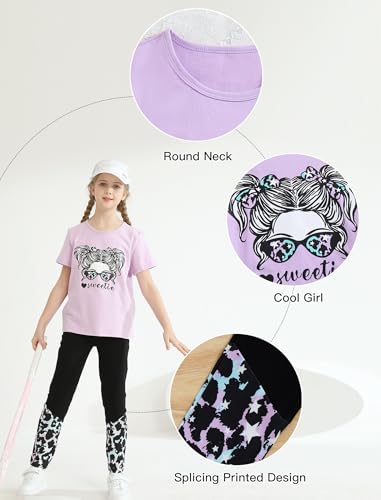 Image of Girl Clothes Cute Cool Girl Tops Splicing Pants 2 Piece Girls Summer Outfits 6-14 Years
