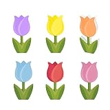 NESKTS 6 piezas de tulipanes de madera para decoración de bandeja escalonada de tulipanes de granja, decoración de mesa de tulipanes de madera, centros de mesa de primavera, adornos de manualidades