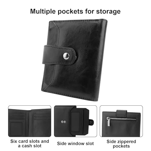 Women Leather Wallet Lightweight Small Leather Wallet for Women RFID Blocking Bifold Zipper Pocket Wallet with ID Window Card Case4