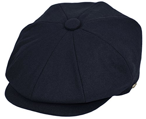 Men's Wool Newsboy Cap, Herringbone Driving Cabbie Tweed Applejack Golf Hat (Navy, X-Large)