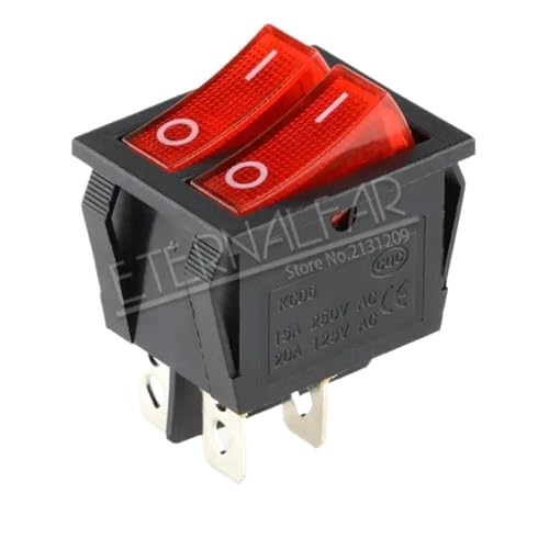 Interrupteur à bascule KCD6 16A 250V AC bipolaire 6 broches étanche avec lampe témoin rouge