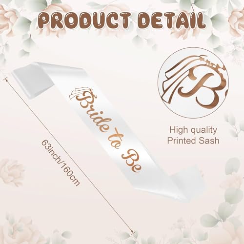 Image of Rose Gold Bride to Be Sash Veil for Bachelorette Party Decorations, 2 Pack Bride to Be Decorations Set for Women and Girls, Bridal Shower Gift, Wedding Engagement Gifts for bride