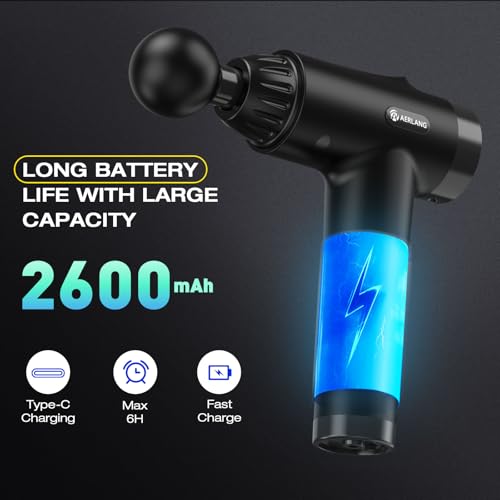 Image of AERLANG Massage Gun, Deep Tissue Massager Machine for Pain Relief, Powerful Body Massager - 20 Speed -6 Heads, Handheld Percussion Muscle Massager with Carry Case, Gifts for Men Women, Black
