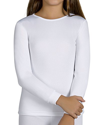 YSABEL MORA Camiseta Térmica de Manga Larga para Niño y Niña. Ropa Térmica Infantil de Invierno. Térmico Interior para Fútbol, Ciclismo y Nieve. Color Blanco. Talla 10