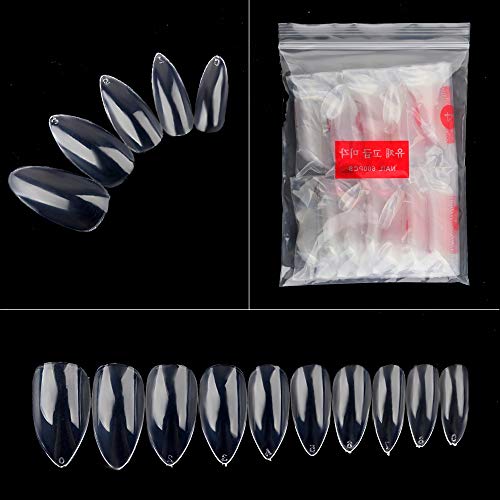 HuiYouHui 600 Pcs Nails Ballerina Fake Nail Full Cover Acrylic False Nails Design Natural Artificial Nails for Nail Salons or DIY Nail Art at Home Transparent Color