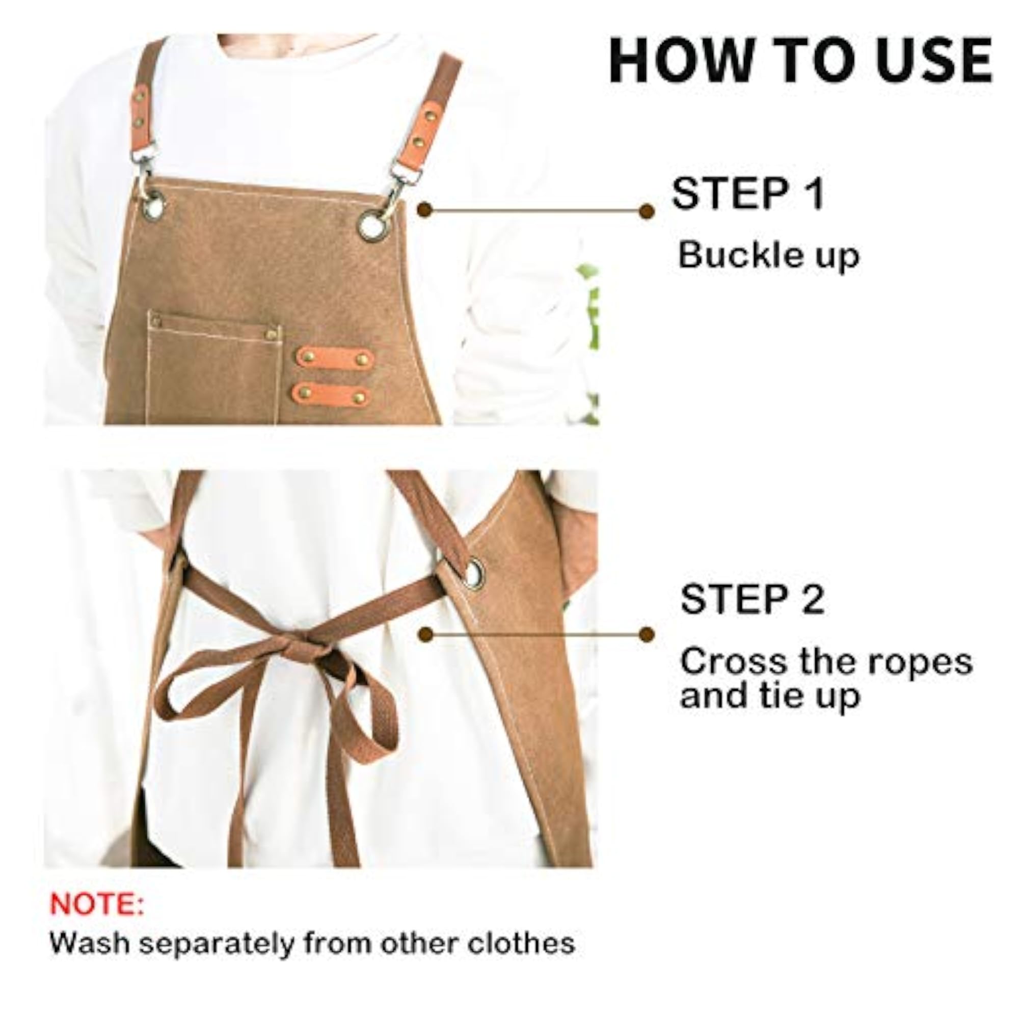 Chef Apron for Men Women Cotton Canvas Cross Back Apron