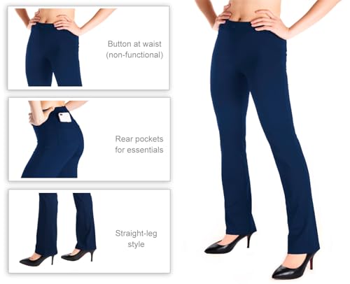 Image of Yogipace,Belt Loops,Women's Petite /Regular /Tall Straight Leg Yoga Dress Pants