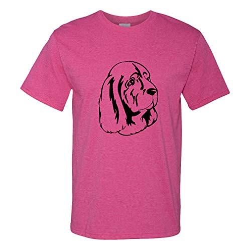Custom Funny Graphic T Shirts for Men Sussex Spaniel Head Black Cotton Top Hot Pink Design Only Medium