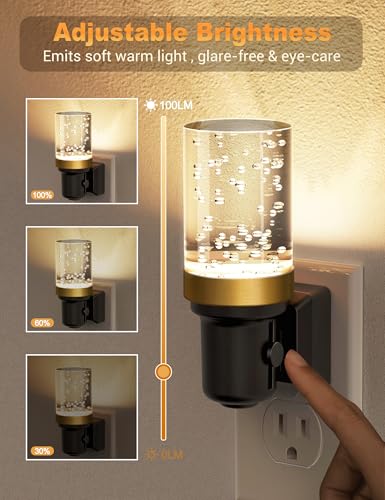 Image of JandCase Night Light, Dimmable Night Lights Plug into Wall, Auto On /Off Light Sensor Nightlight, 3000K Warm White 0-100LM Brightness LED Nightlight, for Bathroom Hallway Bedroom Kids Room