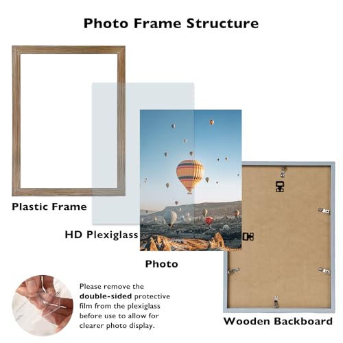 Image of JCJMY 12x17 Picture Frame Rustic Brown for Wall Hanging, Wall Mounting Horizontally or Vertically, 12 x 17 Wall Gallery Poster Photo Frame with Shatter Resistant Plexiglass,Rustic Brown