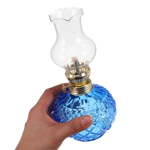 Miniatura 5 de Mucklily Lámpara De Aceite Vintage Con De Cristal Luz De Noche Cálida Iluminación De Emergencia Retro Para Decoración De Hogar Uso Interior Lámpara De Queroseno