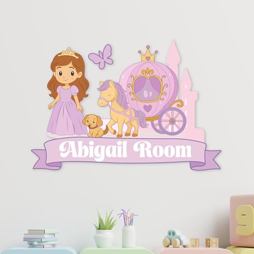 Vinilo decorativo princesa personalizado para pared rosa