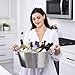 BREKX Hammered Stainless-Steel Beverage Tub, Double-Walled Insulated Anchored Drink Tub & Ice Bucket with Double Hinged Handles, Drink Chiller for Parties, 12 Quarts