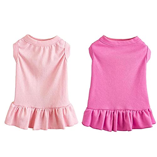 1 Pack Blank Dog Shirt Skirt Soft Breathable Cute Pet Clothes, Sleeveless Dress for Girls, Dog T-Shirts Apparel, Dog Outfits, Plain Dog Shirt for Puppies, Small Extra Small and Medium Dogs,Pink,M - Afbeelding 5