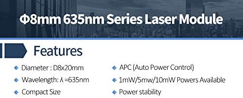 High End 8mm Glass Lens 635nm 1mW 5mW Red Dot Laser Module Industrial Grade APC Driver