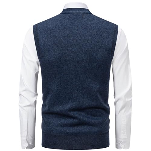 Men's Sweater Vest V-Neck Sleeveless Knit Cardigan Single Breasted Ribbed Warm Knitted Sweater Vest for Casual Outfit3