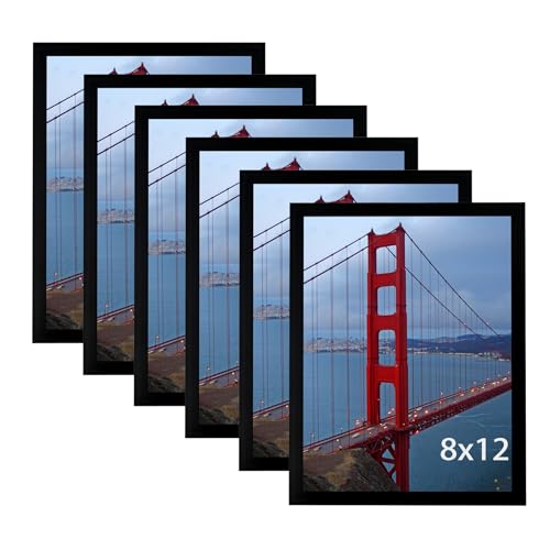 BESCRCL 8x12 Picture Frame Black Set of 6, Gallery Wall Frame for Wall Mounting