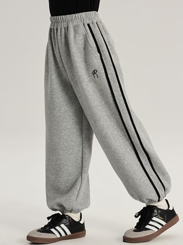 Image of 2026 Premium Girls Jogger Pants with Side Stripes & Elastic Waist & Pockets, Casual Sportswear