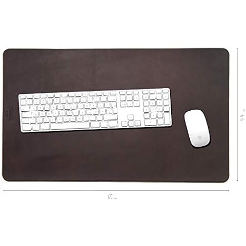 Pack & Smooch Leather Desk Pad | Large Desk Mat 65x44cm | Handmade & Non-Slip Bottom | Office Desk Pad in Vegetable-Tanned Leather | Dark Brown Cover
