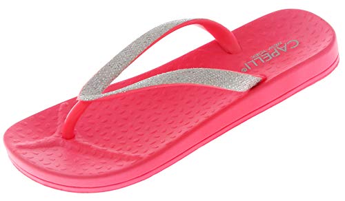 Capelli New York Girls Glitter Trim Fashion Flip Flops Pink