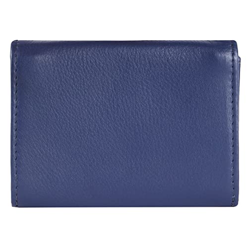 Image of Brooklyn Bridge Genuine Leather Card Holder Wallet for Men Nappa Blue - Slim RFID Protected Front Pocket Wallet, Stylish Compact Money Organiser