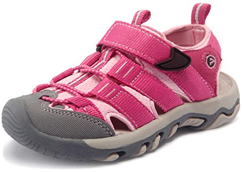 atika Kids Closed Toe Sandals, Outdoor Hiking Water Sandals, Sport Athletic Beach Summer Shoes (Toddler/Little Kid/Big Kid), Toe Guard Sandals Pink, 4 Big Kid