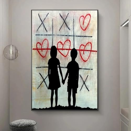 Affiche Street Art KEBIA cadeau idéal couple | Toile amour graffiti salon maison 40x60