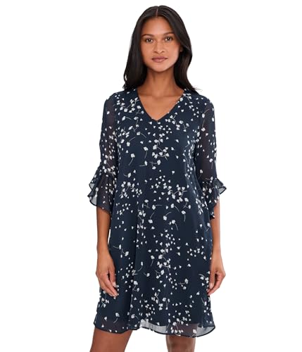 Image of Calvin Klein Floral Chiffon Shift Dress
