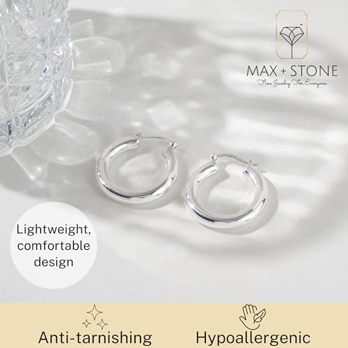 Max + Stone MCE6954W-SIL 925 Sterling Silver Hoop Earrings thumb #2