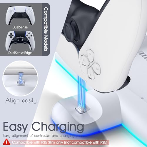 Suporte fino para PS5 e estação de resfriamento com iluminação LED RGB e carregador rápido para cont