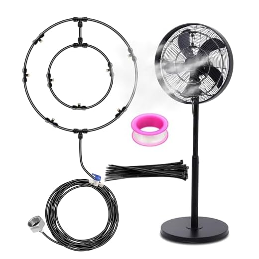 Kit Nebulizador Terraza De Ventilador Para Patio Exterior, Rociador De Agua Para Refrescar El Exterior, Nebulizador Paras Ventilador Con 8 Boquillas Extraíbles, Vaporizador Agua Terraza Paras Jardin
