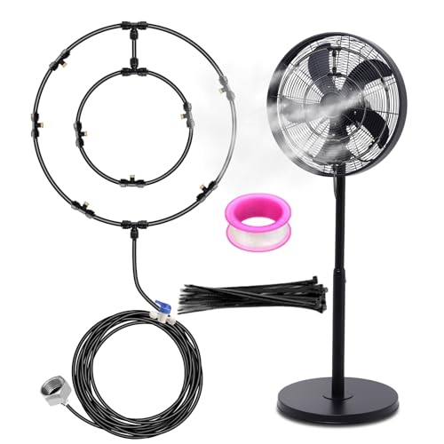 Kit Nebulizador Terraza De Ventilador Para Patio Exterior, Rociador De Agua Para Refrescar El Exterior, Nebulizador Paras Ventilador Con 8 Boquillas Extraíbles, Vaporizador Agua Terraza Paras Jardin