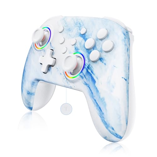 Image of NexiGo Wireless Controller (No Deadzone) for Switch 2 and Switch, Extra Controllers for Nintendo Switch Controllers, Bluetooth Switch Controller, Turbo and LED Light (White & Blue)