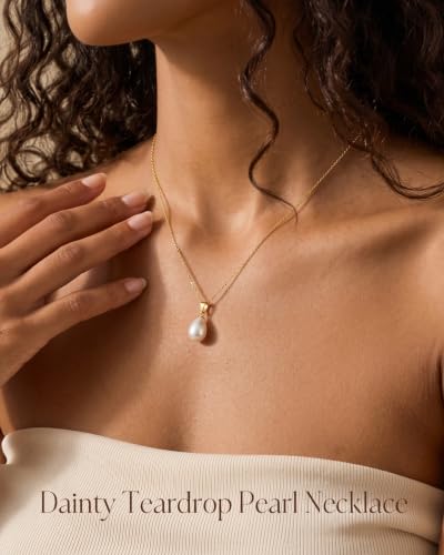 Image of SmileBelle Pearl Necklaces for Women 14k Gold Pearl Pendant Silver Necklace