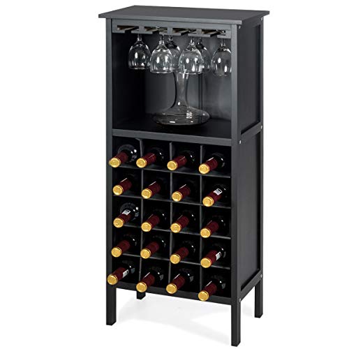 Black Wood Freestanding Wine Cabinet