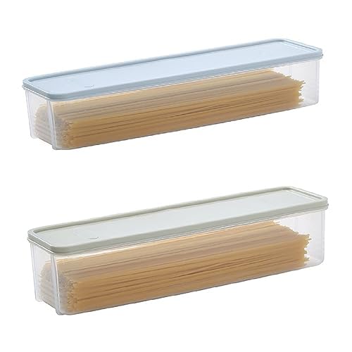 Ladruph パスタ保存容器 パスタケース 密封保存瓶 蓋付き 軽量 四角 プラスチック 防湿 密閉 キッチン収納 食品保存容器 穀物収納 パスタ貯蔵容器 コーヒー豆/お箸など収納 (2個セット)