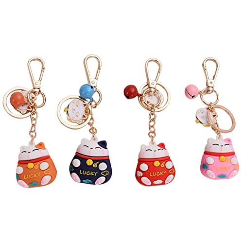 4 Pièces Porte-clés Forme Chat Porte-bonheur, Porte-clés Chat Porte-Bonheur, Keychain Chat Pendentif, pour Pendentif Porte-clés, Ornement Sac, Cadeau Porte-clés Cover