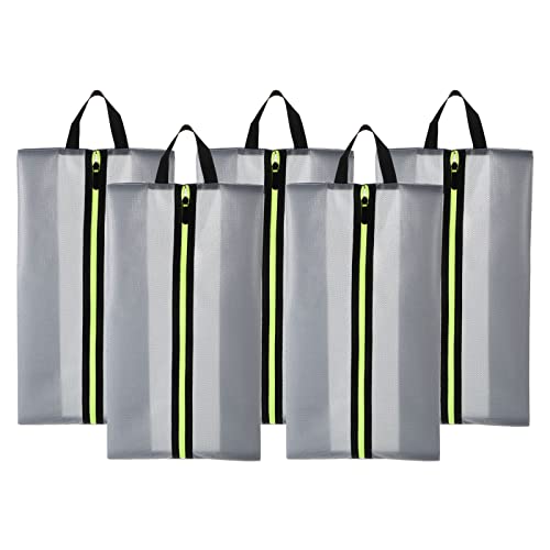 PATIKIL Shoe Bags for Travel XX-Large Durable Waterproof Shoe Bags for Women Men 5 Pack Portable Storage Organizer with Zipper for Outdoor Gray (Nylon)