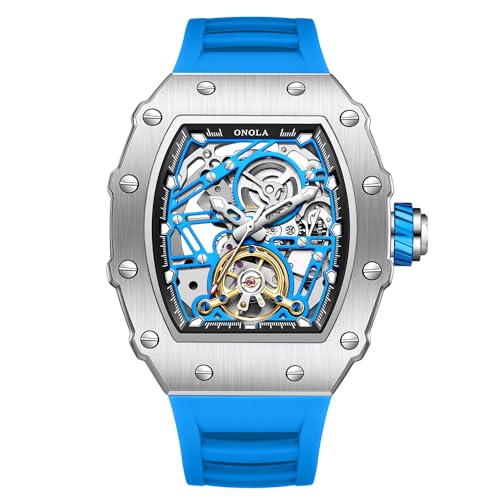 Image of OVERFLY ONOLA Mens Watch Automatic Mechanical Skeleton Dial Luxury Wrist Watch for Men