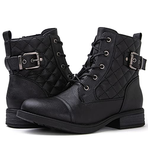 GLOBALWIN Women's Combat Boots Ankle Booties Fashion Comfortable Boots For Women2