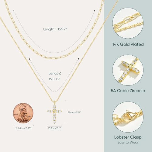 Women's Layered Cross Necklace - image 5