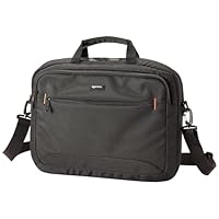 Amazon Basics Compact Laptop Shoulder Bag Carrying Case with Padded Strap and Zippered Accessory Pocket, 1-Pack, 15.6 inch - 39.6 cm, Black