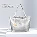 ABOOFAN Bolsa de Asas para Mujeres Gran Capacidad para Mujer Bolso de Mano Bolsa de Compras PU Bolsas de Fiesta para El Trabajo Escolar Plata de Oro Imagen de ABOOFAN Bolsa de Asas para Mujeres Gran Capacidad para Mujer Bolso de Mano Bolsa de Compras PU Bolsas de Fiesta para El Trabajo Escolar Plata de Oro