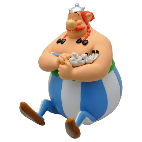 Plastoy Astérix Tirelire Chibi Obélix assis avec Idéfix - Plastique - 17 cm