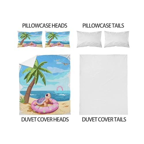 Parure de lit tortue sans repassage microfibre 260x220cm