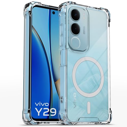 Image of Pikkme Back Cover for Vivo Y29 5G / Vivo Y19s 5G Mag-Safe Shockproof PC + TPU | Protective Case Magnetic Support | Bumper Case (Transparent Mag-Safe)