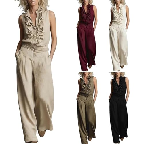 Conjunto de lino para mujer holgado que soluciona los días de calor con elegancia diaria 3